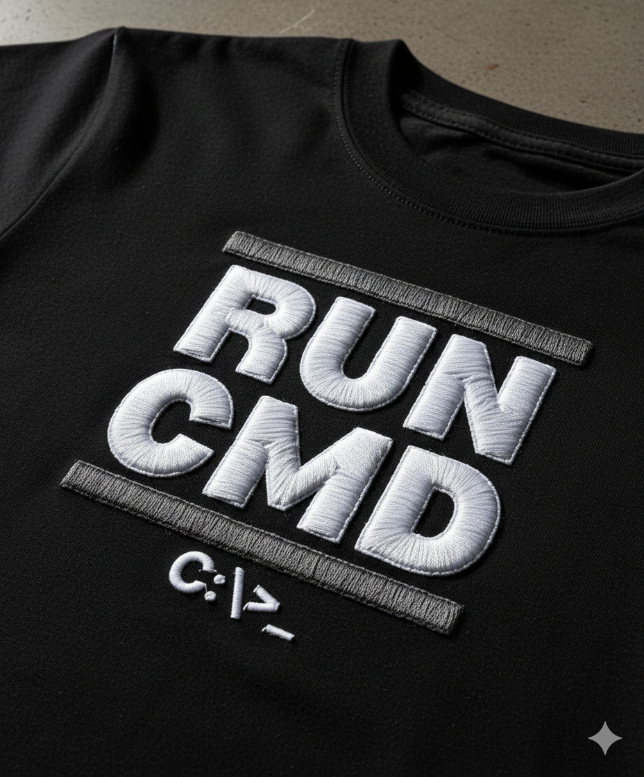 RUN CMD – قميص المبرمجين الأنيق